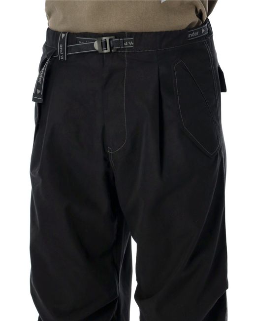And Wander Black High Count Cloth Side Zip Hem Pants for men