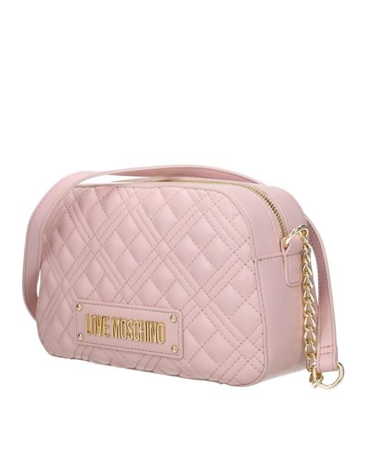 Love Moschino Pink Crossbody Bags Polyurethane/Powder