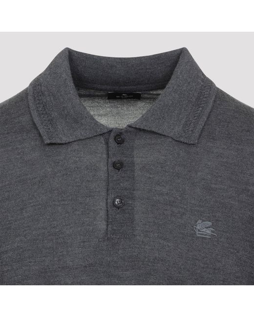 Etro Blue Fuji Knitted Polo for men