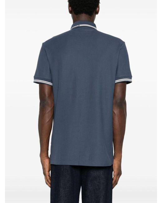 Emporio Armani Blue Logo Cotton Polo Shirt for men