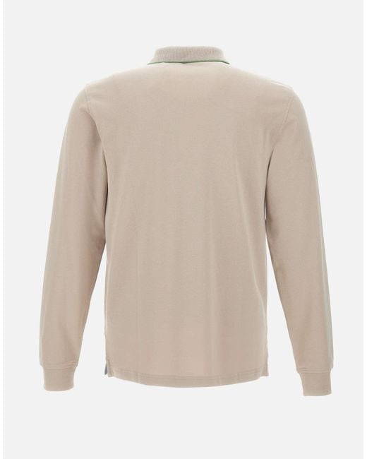 Sun 68 Taupe Polo Met Lange Mouwen in het White voor heren