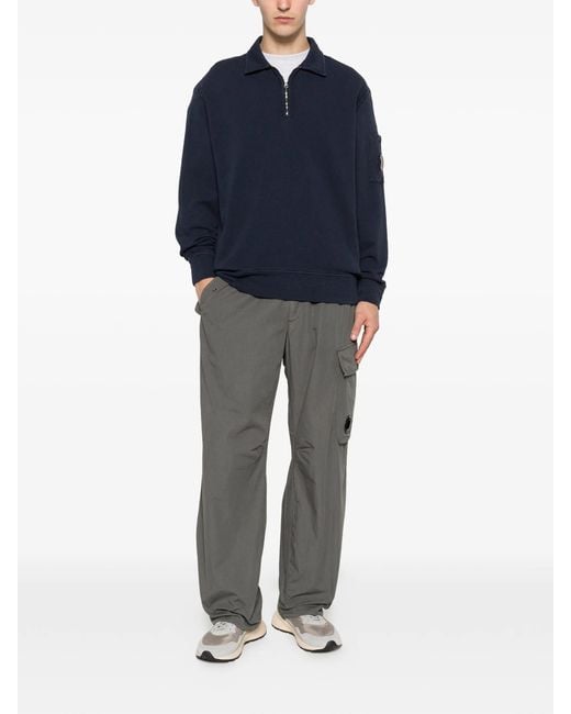 C P Company Blue Sweatshirts Polo Collar