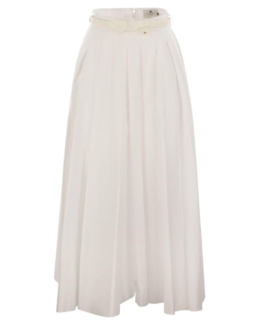 Gonna Satinata Di Con Cintura di Elisabetta Franchi in White