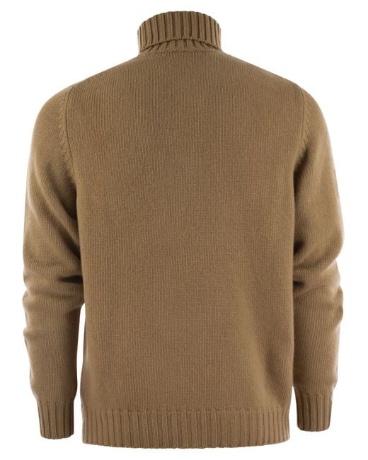 Fedeli Brown Wool And Cashmere Turtleneck Jumper for men