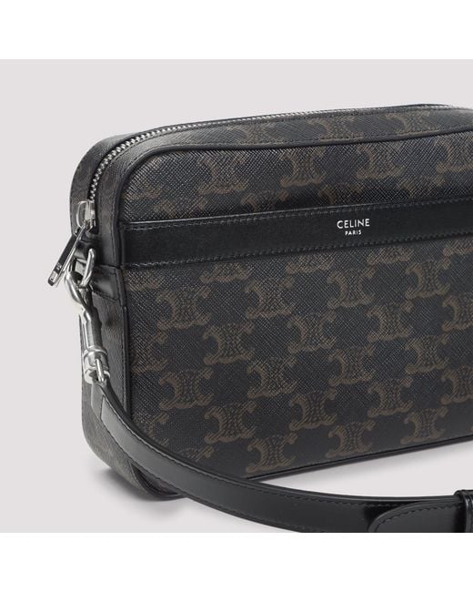 Céline Black Triomphe Textile Small Messenger Shoulder Bag