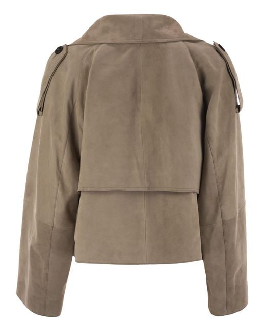 Weekend by Maxmara Brown Maga Short Suede Trench Coat