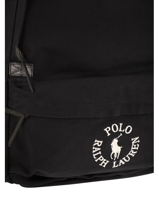 Mochila Canvas con logotipo bordado Polo Ralph Lauren de hombre de color Black