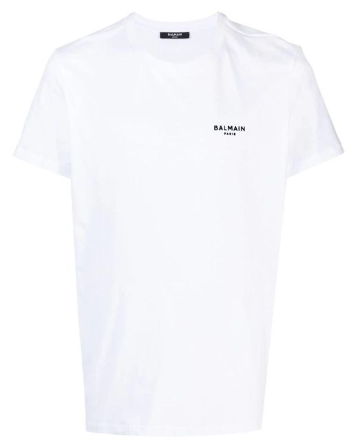 Balmain Katoenen T-Shirt Met Geborduurd Logo in het White voor heren