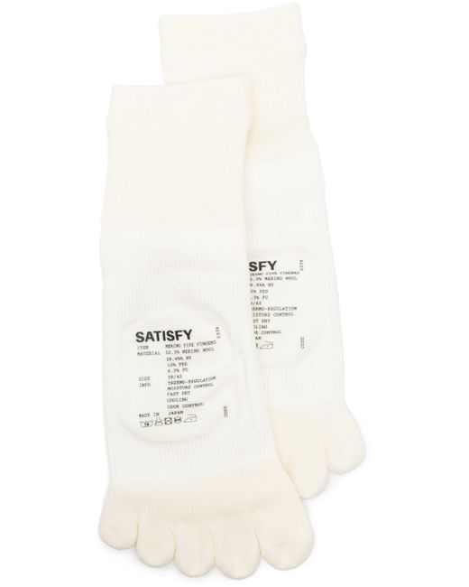 Satisfy White Merino Five Fingers Low Socks for men