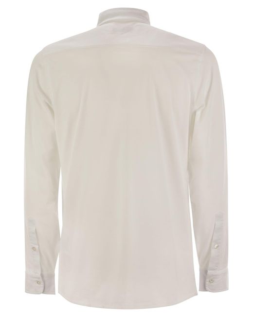 Fay White Cotton Jersey Shirt for men
