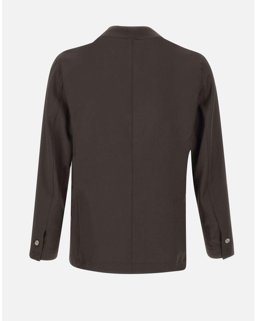 Barba Napoli Black Tobacco Wool Blazer With Peak Lapel for men