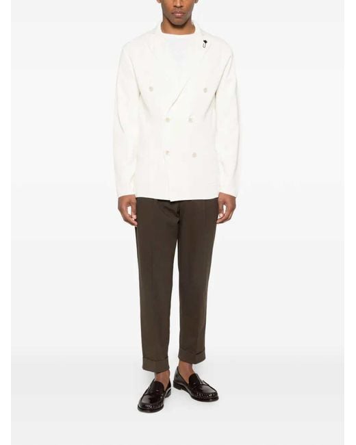 Lardini White Double-breasted Blazer