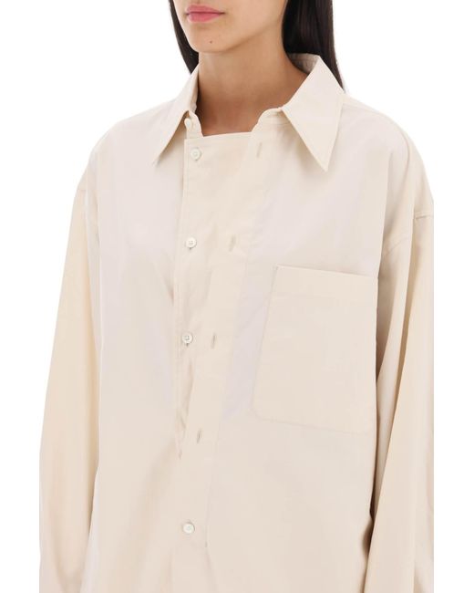 Camisa de gran tamaño de en Poplin Lemaire de color White