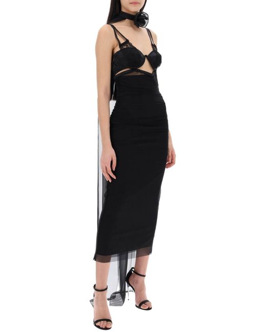 Dolce & Gabbana Midi -jurk Met Bustier Details in het Black