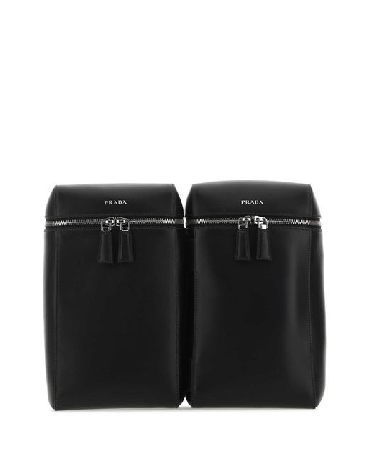 Prada Black Leather Backpack for men