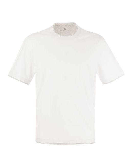 Brunello Cucinelli White Slim Fit Crew-neck T-shirt In Lightweight Cotton Jersey for men