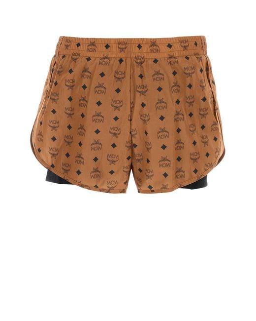 MCM Brown Printed Nylon Shorts