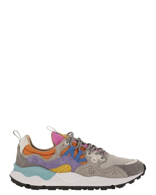Flower Mountain Gray Yamano 3 Turnschuhe im Wildleder und technischen Stoff