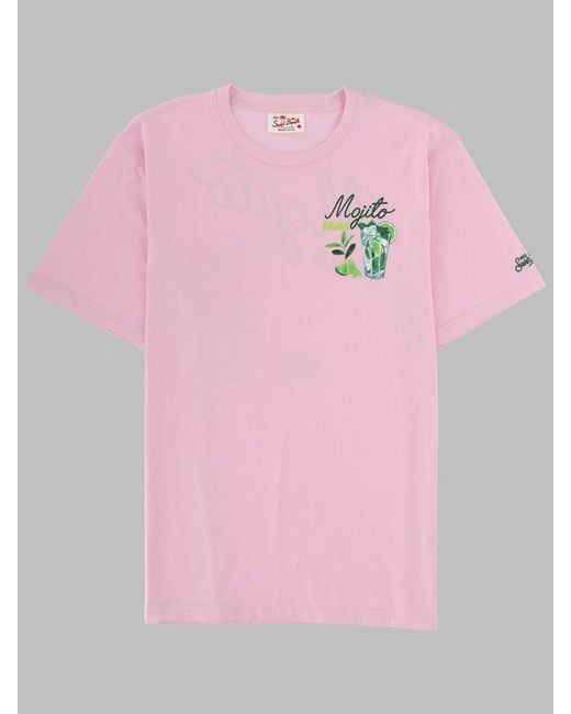 Mc2 Saint Barth Pink T Shirt Con Stampa