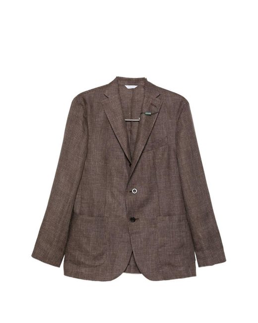 Boglioli Brown Linen Double-Breasted Jacket for men