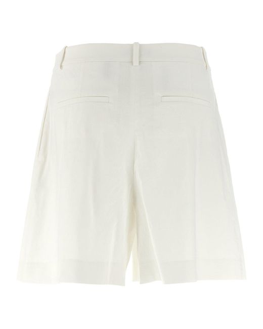 Theory White Pleated Bermuda Shorts