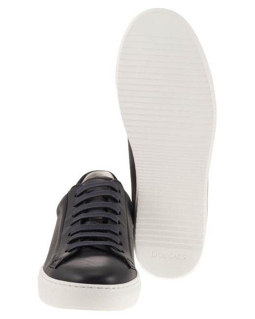 Doucal's Black Smooth Leather Trainers for men