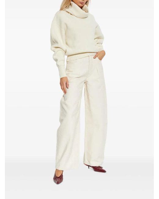 Jacquemus White Wool-Cashmere Blend Sweater With Voluminous Sleeves