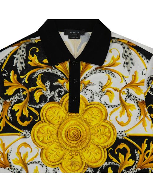 Versace Yellow Barocco Print Polo Shirt for men