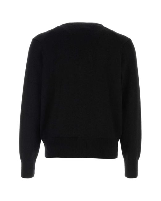 AMI Black Buttoned V-Neck Cardigan for men