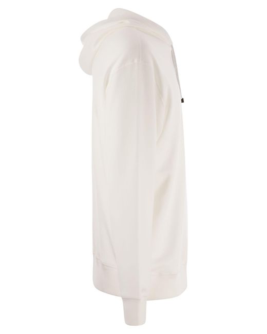 Brunello Cucinelli Katoen Fleece Capuchoned Topkleding in het White voor heren