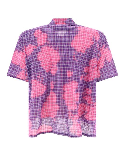 Stockholm Surfboard Club "gebleekte" Zip -shirt in het Pink voor heren