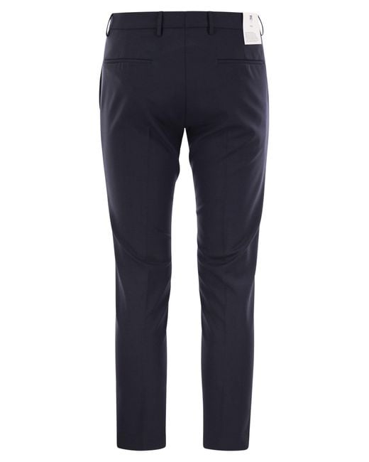 PT Torino Blue Dieci Virgin Wool Trousers for men