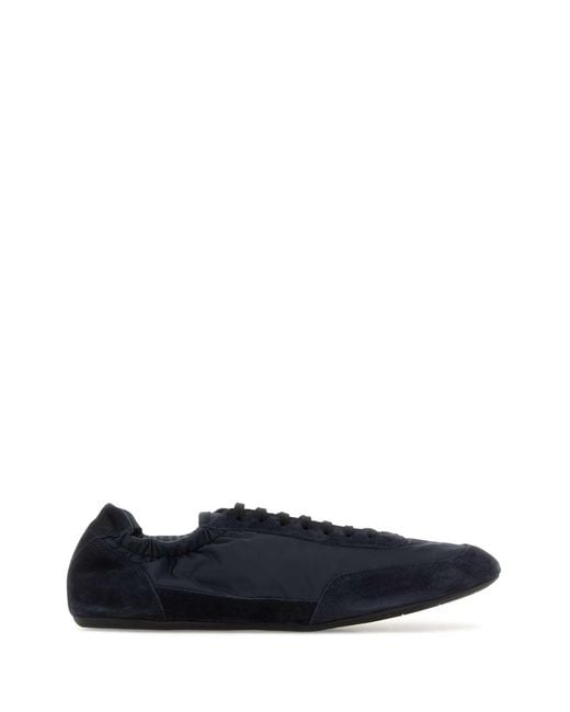 Prada Blue Nylon And Suede Sneakers