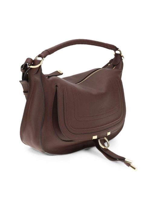 Chloé Brown Chloé Marcie Small Leather Shoulder Bag