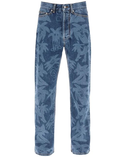Palm Angels Palmity Allover Laser Jeans Jeans in het Blue voor heren