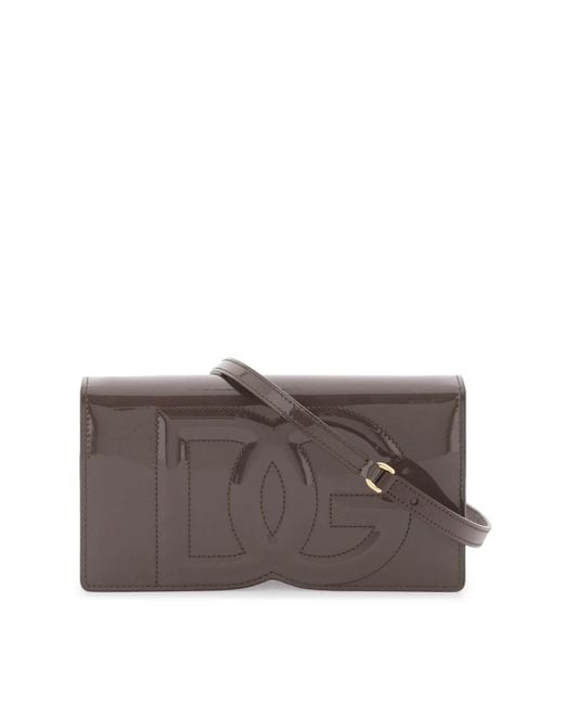 Dolce & Gabbana Mini 'dg Logo' Tasche In Lackleder in het Brown