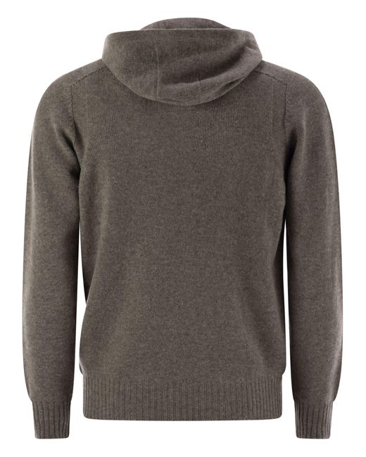 Tagliatore Gray Virgin Wool Sweater With Hood for men