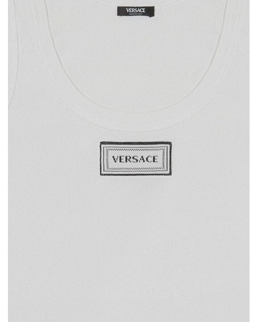 Versace Blue Stretch Cotton Tank Top