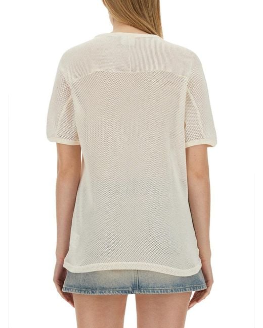 Courreges White Sporty V-Neck T-Shirt