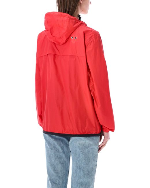 COMME DES GARÇONS PLAY Red Waterproof Hooded K-Way Nylon Jacket