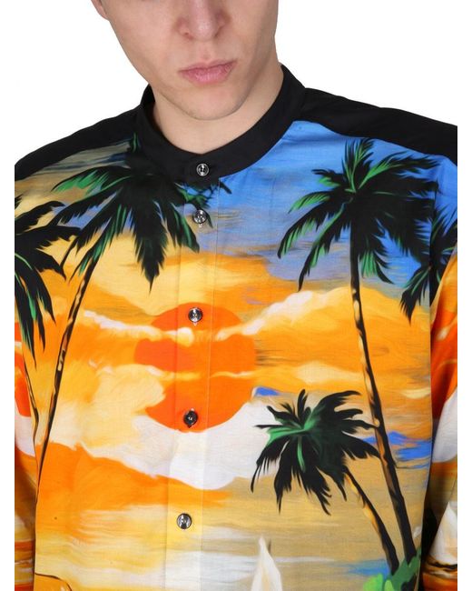 Dolce & Gabbana Blue Hawaii Print Shirt for men