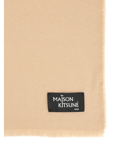 Maison Kitsuné Purple Wool Fringe Scarf
