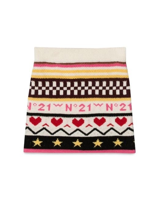 N°21 White Allover Jacquard Knit Skirt