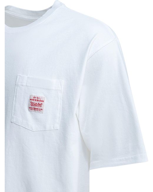 Levi's White "Workwear" Crewneck T Shirt