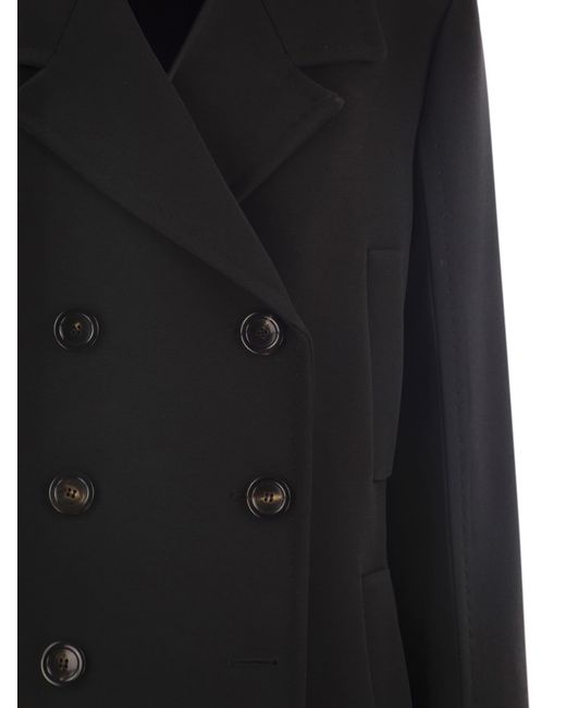 Max Mara Black Janzir Double Breasted Cady Caban