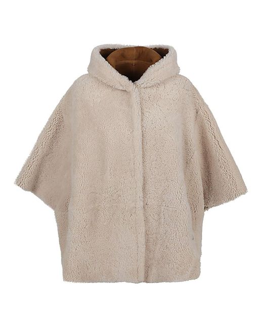 Enes Brown Suede Double-Breasted Cape Jacket