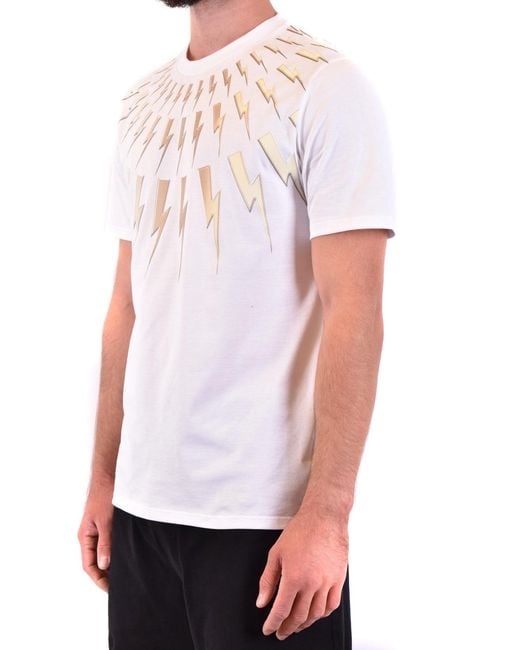 Neil Barrett White Lightning Bolt Graphic Tee for men
