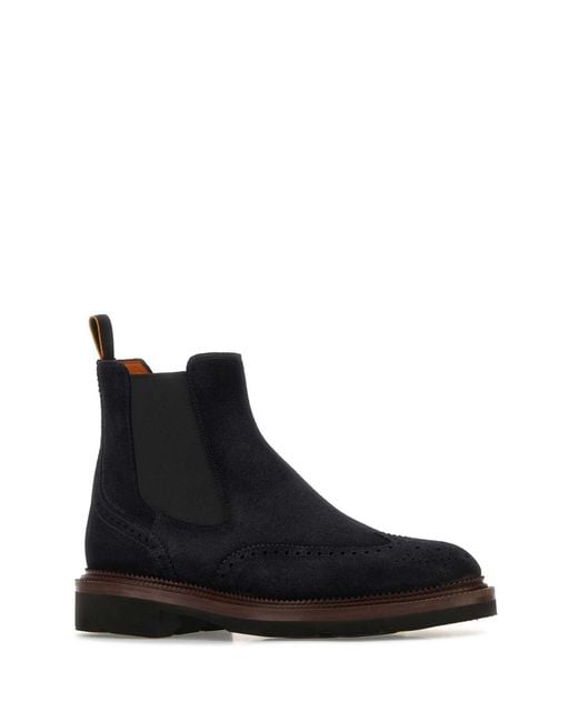 Santoni Black Midnight Suede Kalama Ankle Boots for men