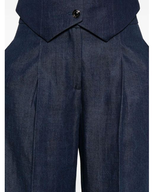 Liu Jo Blue Pleated Front Trousers With High Waist