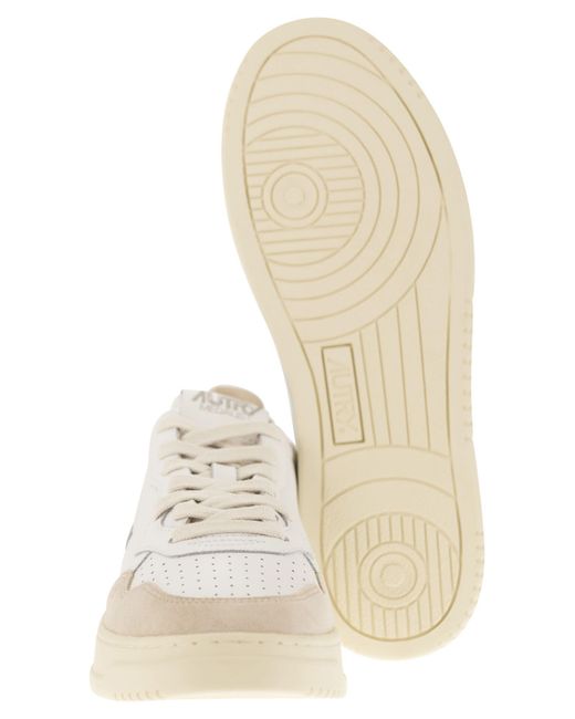 Autry White Medalist Low Leather And Suede Sneakers for men